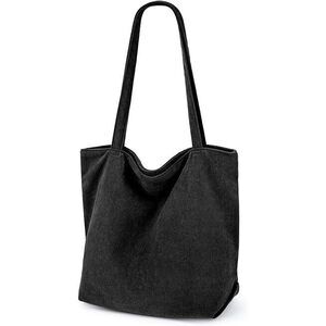Women Corduroy Tote Bag,Tote Bag With Zipper,Large Capacity Casual Shoulder